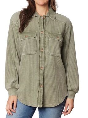 Briggs Womens Relaxed Fit Button Front Green Long Sleeve Shirt Medium